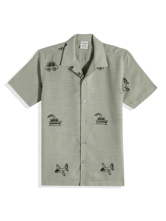 Cotton Linen Half Sleeves Embroidery Shirt & Shorts Clothing