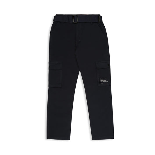 CAVIO Boys Cotton Solid Cargo Trousers Black