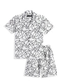 Cotton Blend Half Sleeves Abstract Shirt & Shorts Clothing
