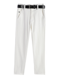 CAVIO Lycra Blend Solid Regular Fit Trousers With Belt - White