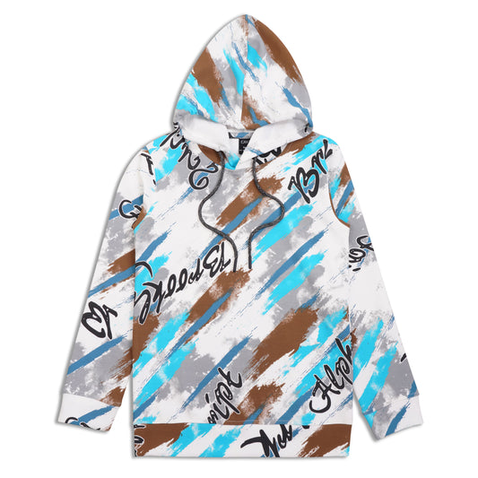 CAVIO Boys Cotton Printed Full Sleeves Hooded Sweatshirt - Grey