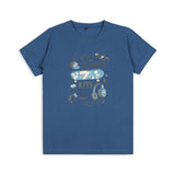 CAVIO Boys Cotton Lycra Printed Full Sleeves Shirt and T-Shirt Blue