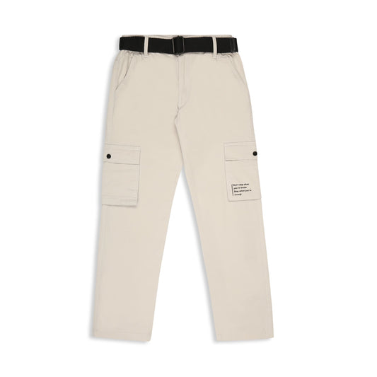 CAVIO Boys Cotton Solid Cargo Trousers Grey