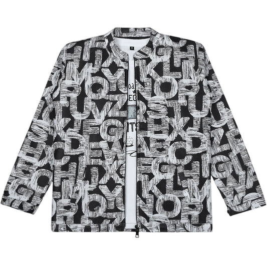 CAVIO Boys Cotton Blend Printed Full Sleeves Zipper Jacket and T-Shirt Black