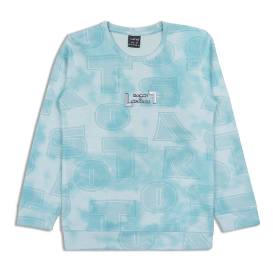 CAVIO Boys Cotton Printed Full Sleeves Round Neck Sweatshirt - SeaGreen