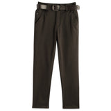 CAVIO Lycra Blend Solid Regular Fit Trousers With Belt - Brown