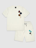 CAVIO Cotton Half Sleeves Solid Tshirt & Shorts Clothing Set White