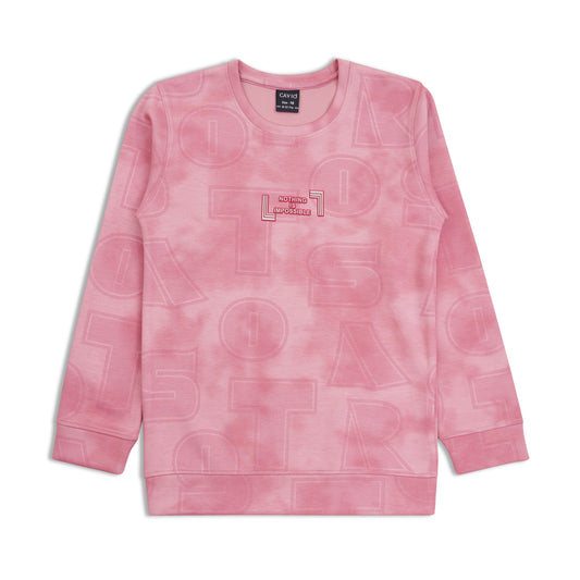 CAVIO Boys Cotton Printed Full Sleeves Round Neck Sweatshirt - Pink