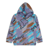 CAVIO Boys Cotton Printed Full Sleeves Hooded Sweatshirt - Violet