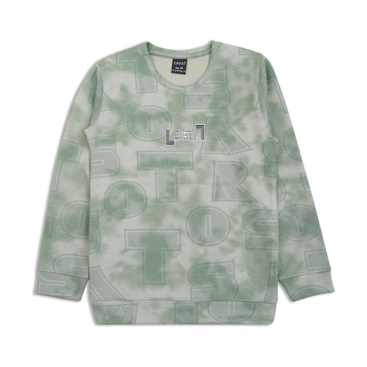 CAVIO Boys Cotton Printed Full Sleeves Round Neck Sweatshirt - Green