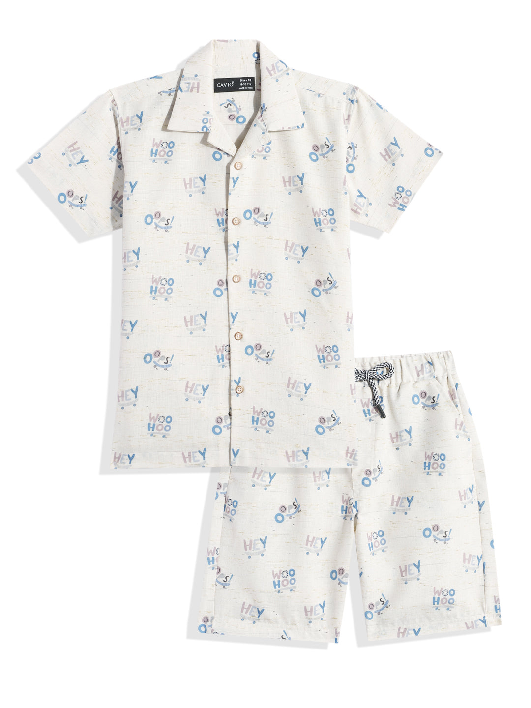 CAVIO Cotton Half Sleeves Abstract Printed Shirt & Shorts Clothing Set - Blue