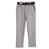 CAVIO Lycra Blend Solid Regular Fit Trousers With Belt - Grey