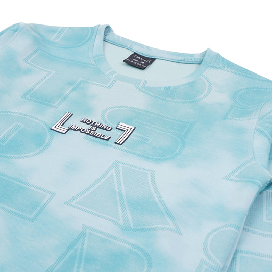 CAVIO Boys Cotton Printed Full Sleeves Round Neck Sweatshirt - SeaGreen