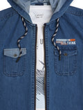 Boys Comfort Hooded Denim Casual Shirt With T Shirt