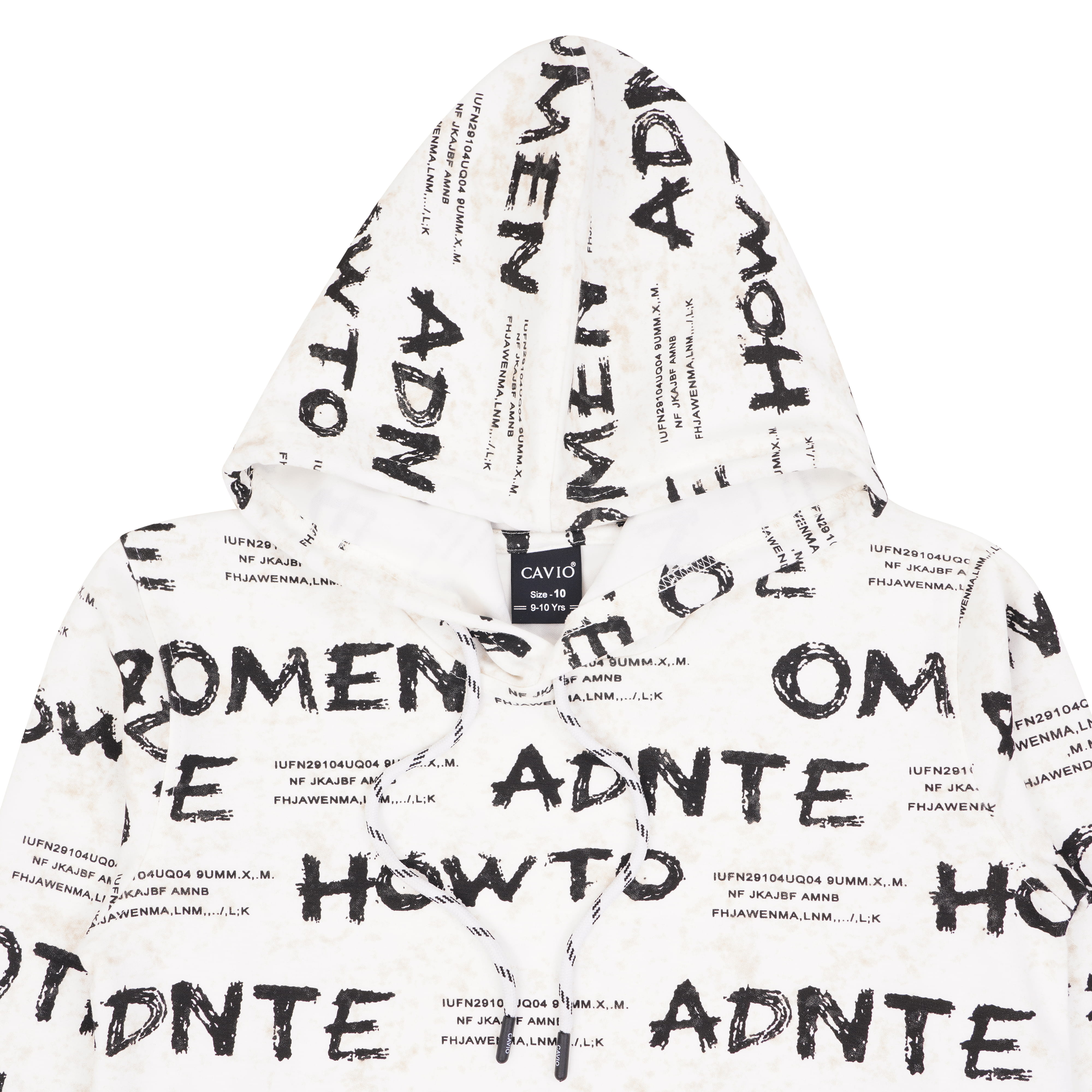 CAVIO Boys Cotton Printed Full Sleeves Hooded Sweatshirt - White