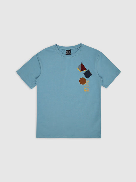 CAVIO Cotton Half Sleeves Solid T-shirt & Shorts Clothing Set Blue