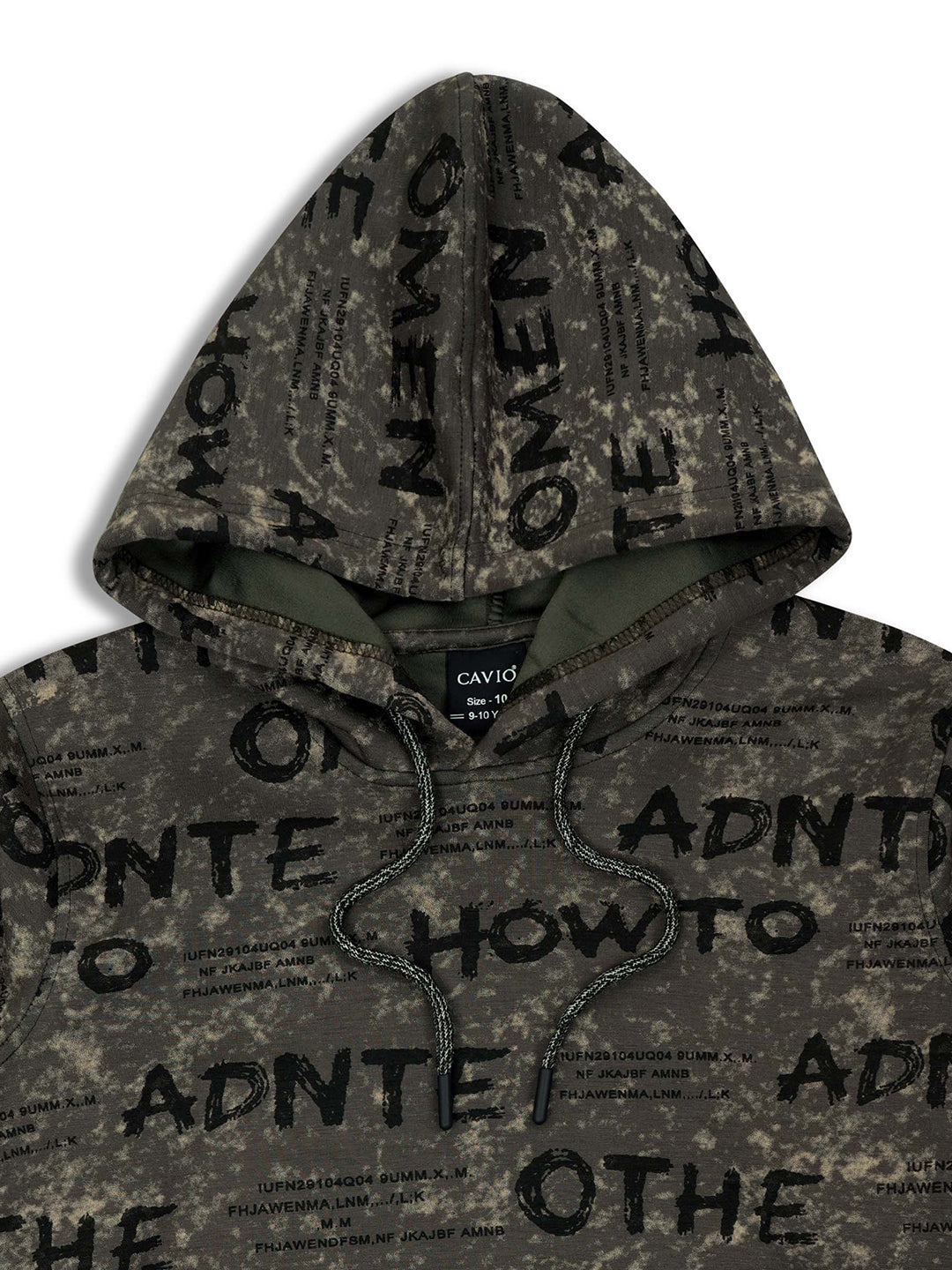 CAVIO Boys Cotton Printed Full Sleeves Hooded Sweatshirt - Green