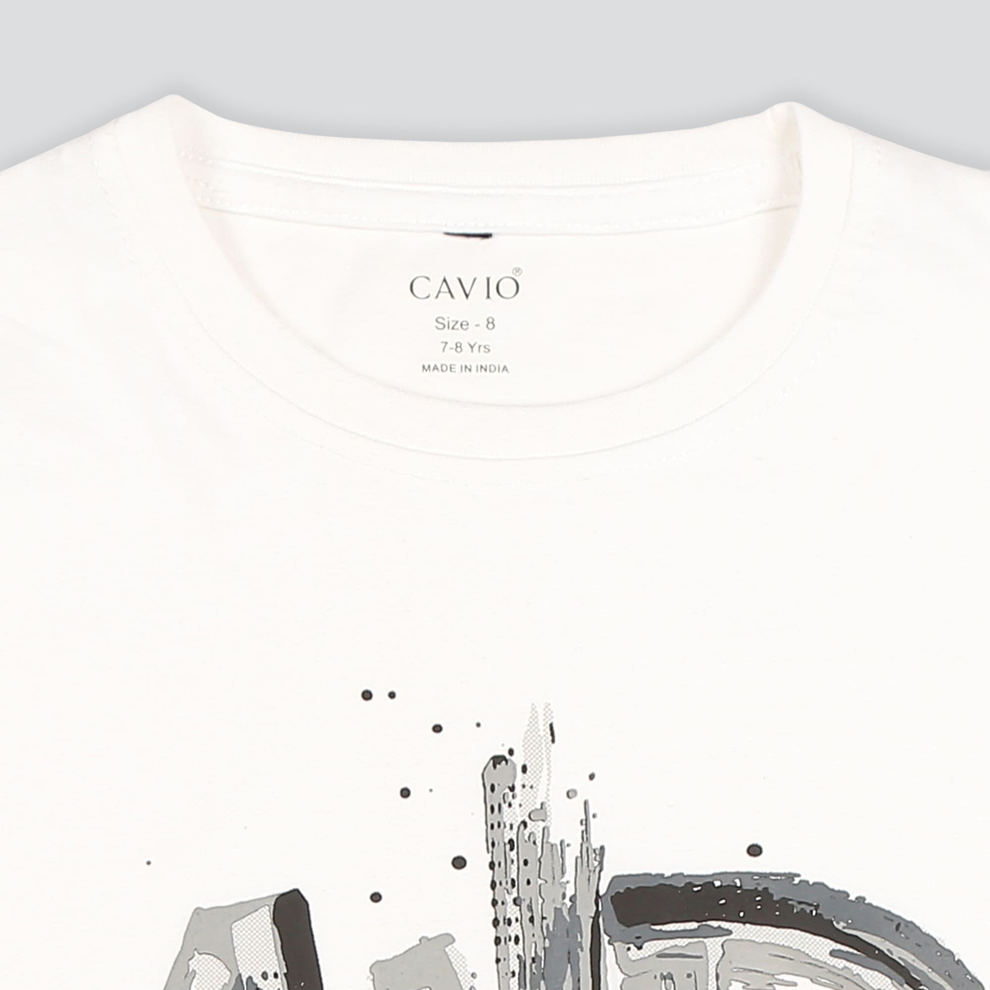 CAVIO Boys Cotton Blend Full Sleeves Zipper Jacket and T-Shirt White