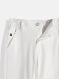 CAVIO Lycra Blend Solid Regular Fit Trousers With Belt - White