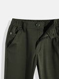 CAVIO Lycra Blend Solid Regular Fit Trousers With Belt - OliveGreen