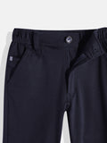 CAVIO Lycra Blend Solid Regular Fit Trousers With Belt - Navy