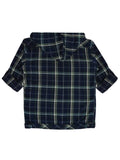 Boys Comfort Fit Tartan Checked Hooded Pure Cotton Casual Shirt With T Shirt