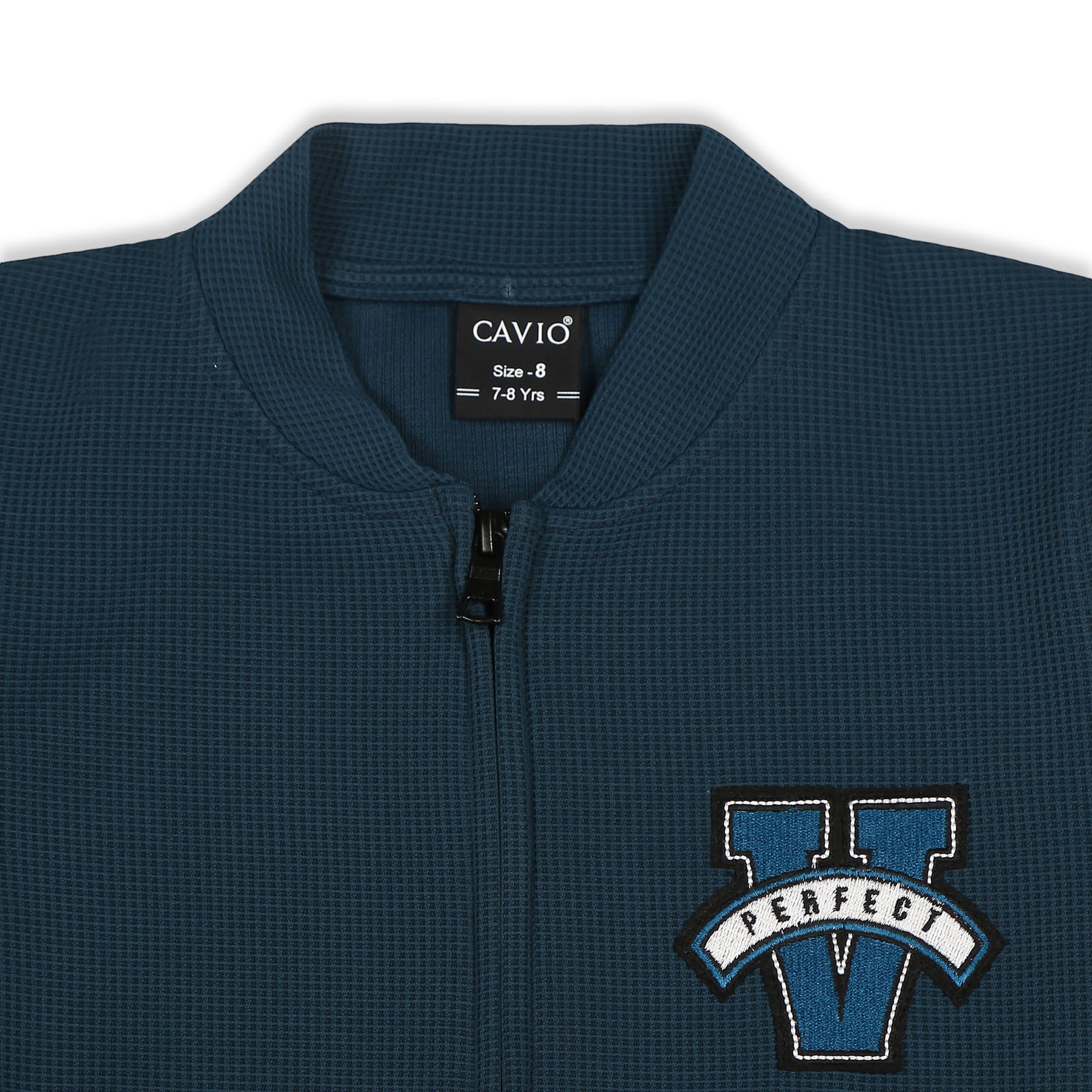 CAVIO Boys Cotton Blend Full Sleeves Zipper Jacket and T-Shirt TurquoiseBlue