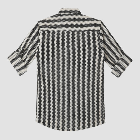 CAVIO Boys Cotton Knited Full Sleeves Striped Shirt With T-Shirt - Black