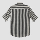 CAVIO Boys Cotton Knited Full Sleeves Striped Shirt With T-Shirt - Black
