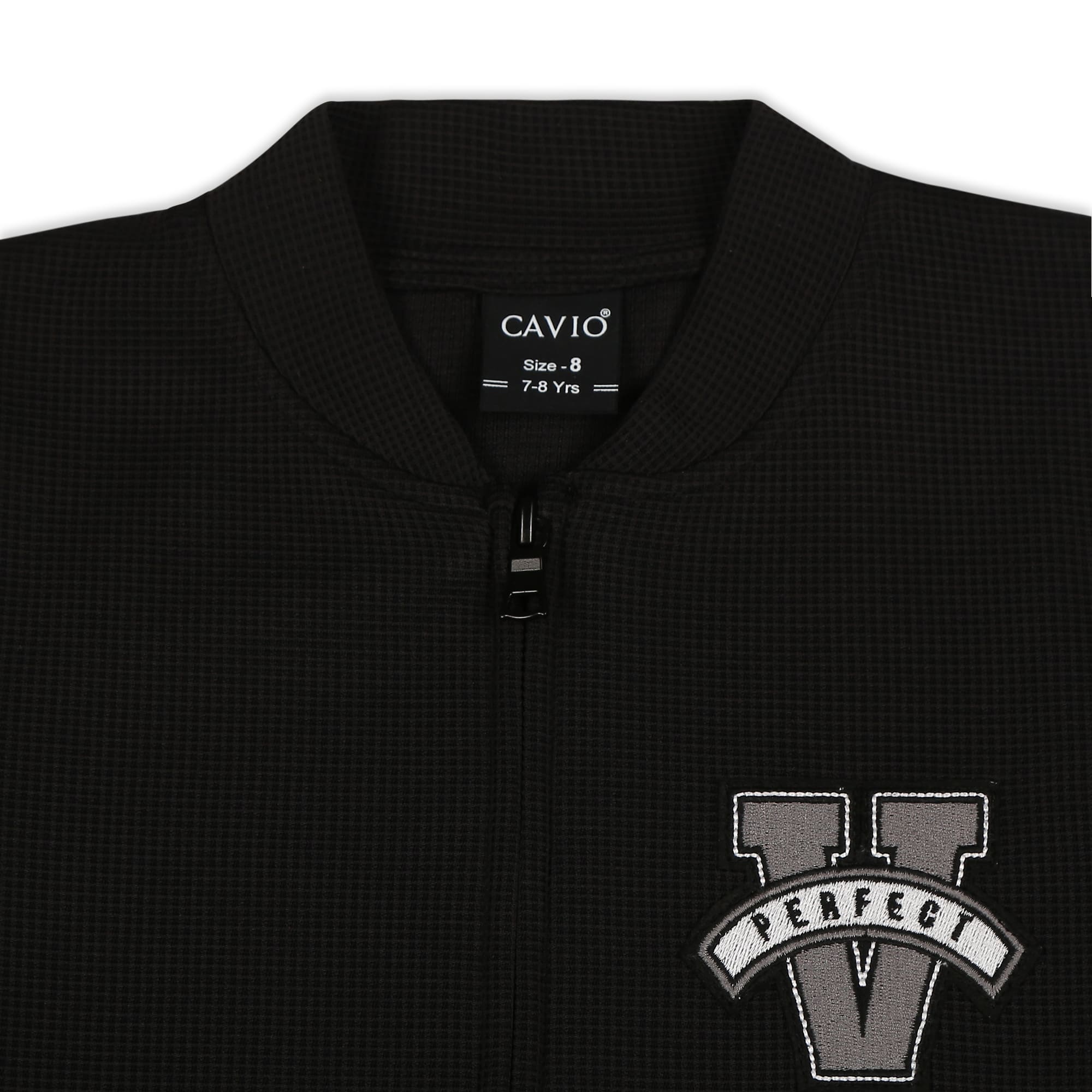 CAVIO Boys Cotton Blend Full Sleeves Zipper Jacket and T-Shirt Black