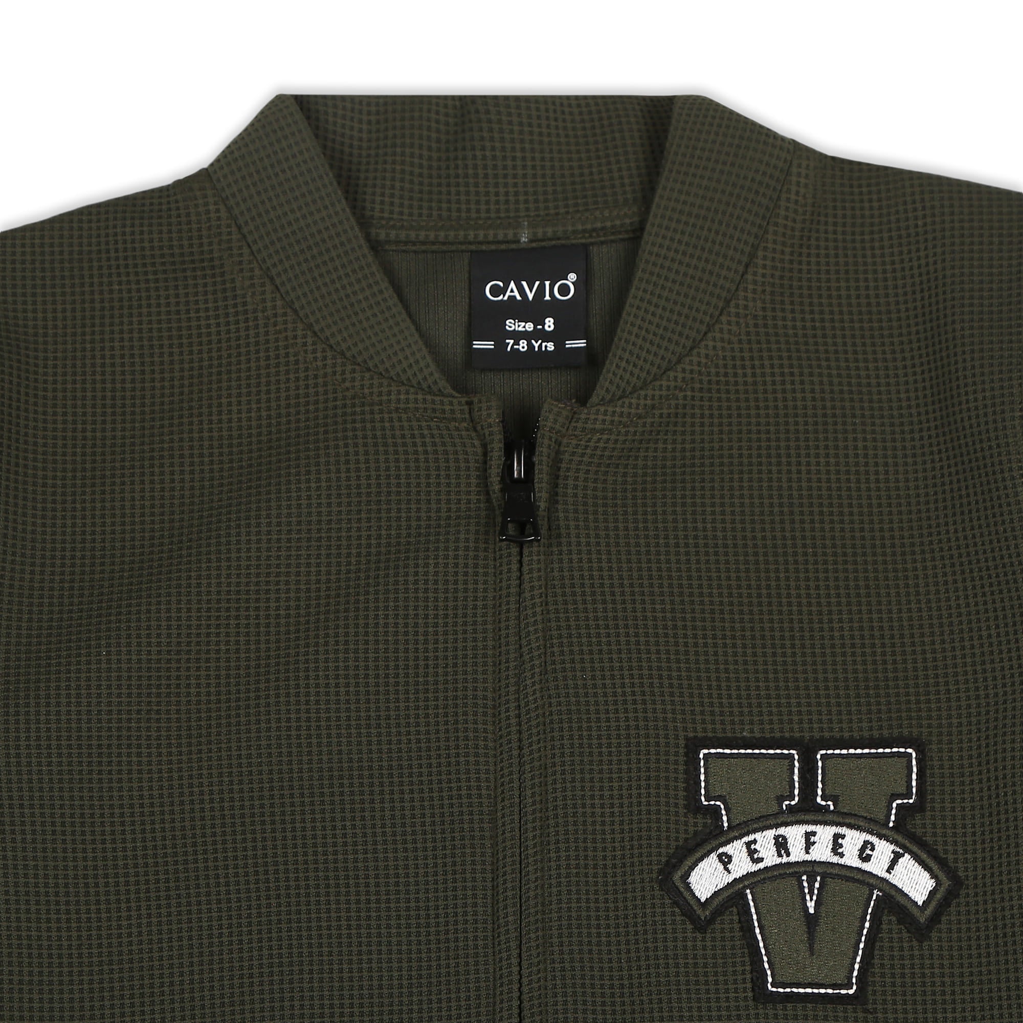CAVIO Boys Cotton Blend Full Sleeves Zipper Jacket and T-Shirt DarkGreen