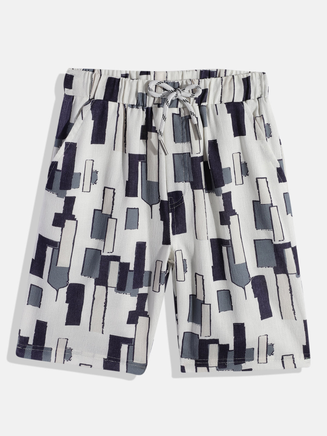 CAVIO Cotton Half Sleeves Abstract Printed Shirt & Shorts Clothing Set - Cream