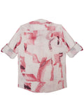 Boys Pink Comfort Opaque Printed Casual Shirt