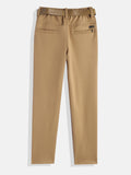 CAVIO Lycra Blend Solid Regular Fit Trousers With Belt - Khaki