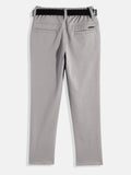 CAVIO Lycra Blend Solid Regular Fit Trousers With Belt - Grey