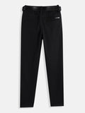 CAVIO Lycra Blend Solid Regular Fit Trousers With Belt - Black