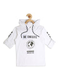 Boys Comfort Fit Sleeveless Casual Shirt With Printed Hooded T shirt
