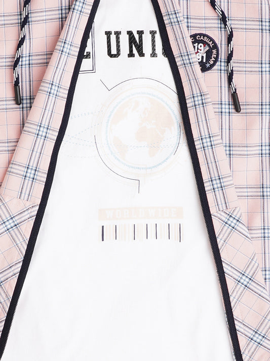 Boys Checked Cotton Casual Shirt With T shirt