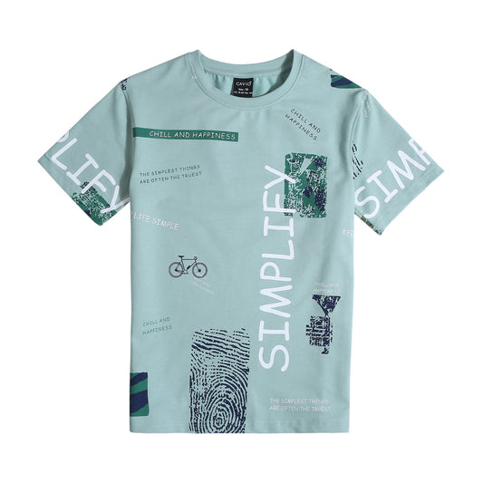 CAVIO Cotton Blend Half Sleeves Printed Tshirt & Shorts Clothing Set Green