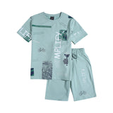 CAVIO Cotton Blend Half Sleeves Printed Tshirt & Shorts Clothing Set Green