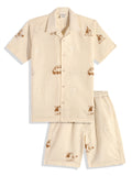Cotton Linen Half Sleeves Embroidery Shirt & Shorts Clothing
