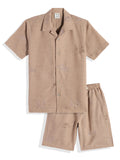 Cotton Linen Half Sleeves Embroidery Shirt & Shorts Clothing