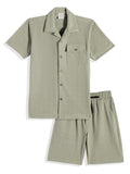 Cotton Blend Half Sleeves Plain Shirt & Shorts Clothing