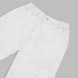 CAVIO Boys Cotton Solid Cargo Trousers White