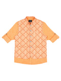 Boys Printed Pure Cotton Mandarin Collar Slim Fit Nehru Jacket With Shirt