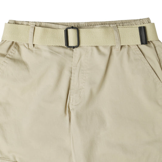 CAVIO Boys Cotton Solid Cargo Trousers Cream