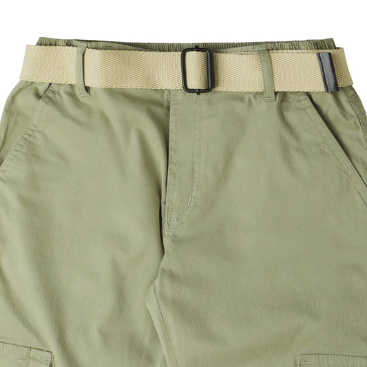 CAVIO Boys Cotton Solid Cargo Trousers LightGreen