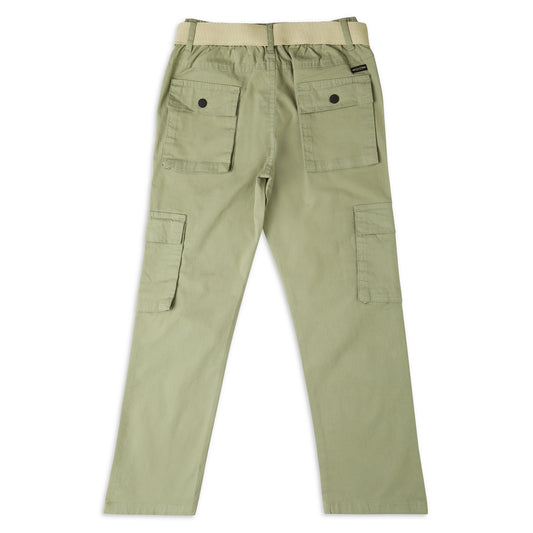 CAVIO Boys Cotton Solid Cargo Trousers LightGreen