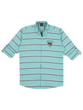 Boys Sea Green Comfort Horizontal Stripes Opaque Striped Casual Shirt