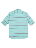 Boys Sea Green Comfort Horizontal Stripes Opaque Striped Casual Shirt